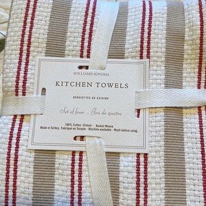 Williams Sonoma basket weave kitchen towels each set contains 4 dish towels.
